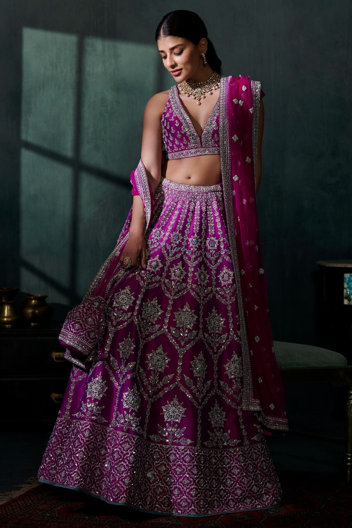 Georgette Party Wear Purple Colored Chinon Fabric Designer Lehenga Choli at  Rs 2999 in Surat