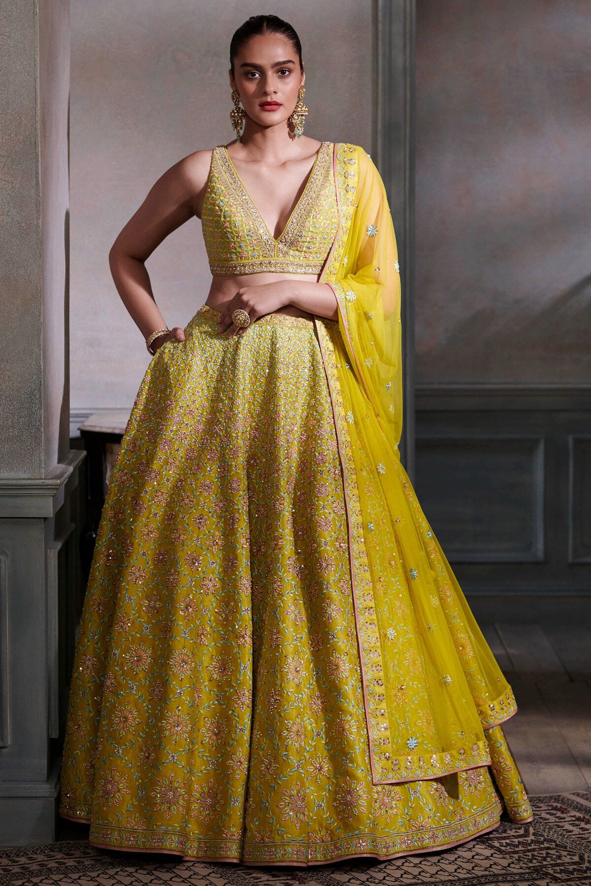 Buy Bridal Dharvi Lehenga Set – Lime Online from Anita Dongre