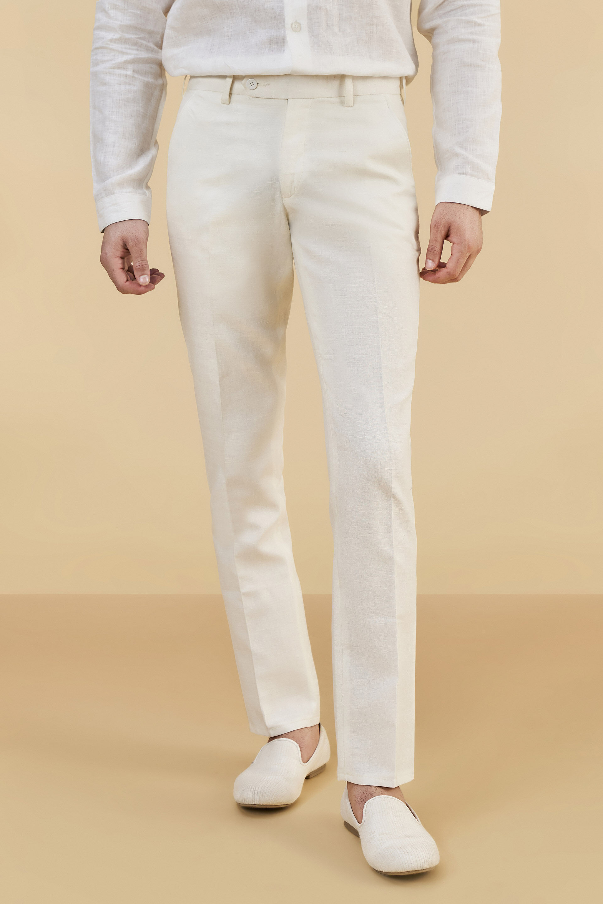 Linen trousers COLOUR cream - RESERVED - 6946W-01X