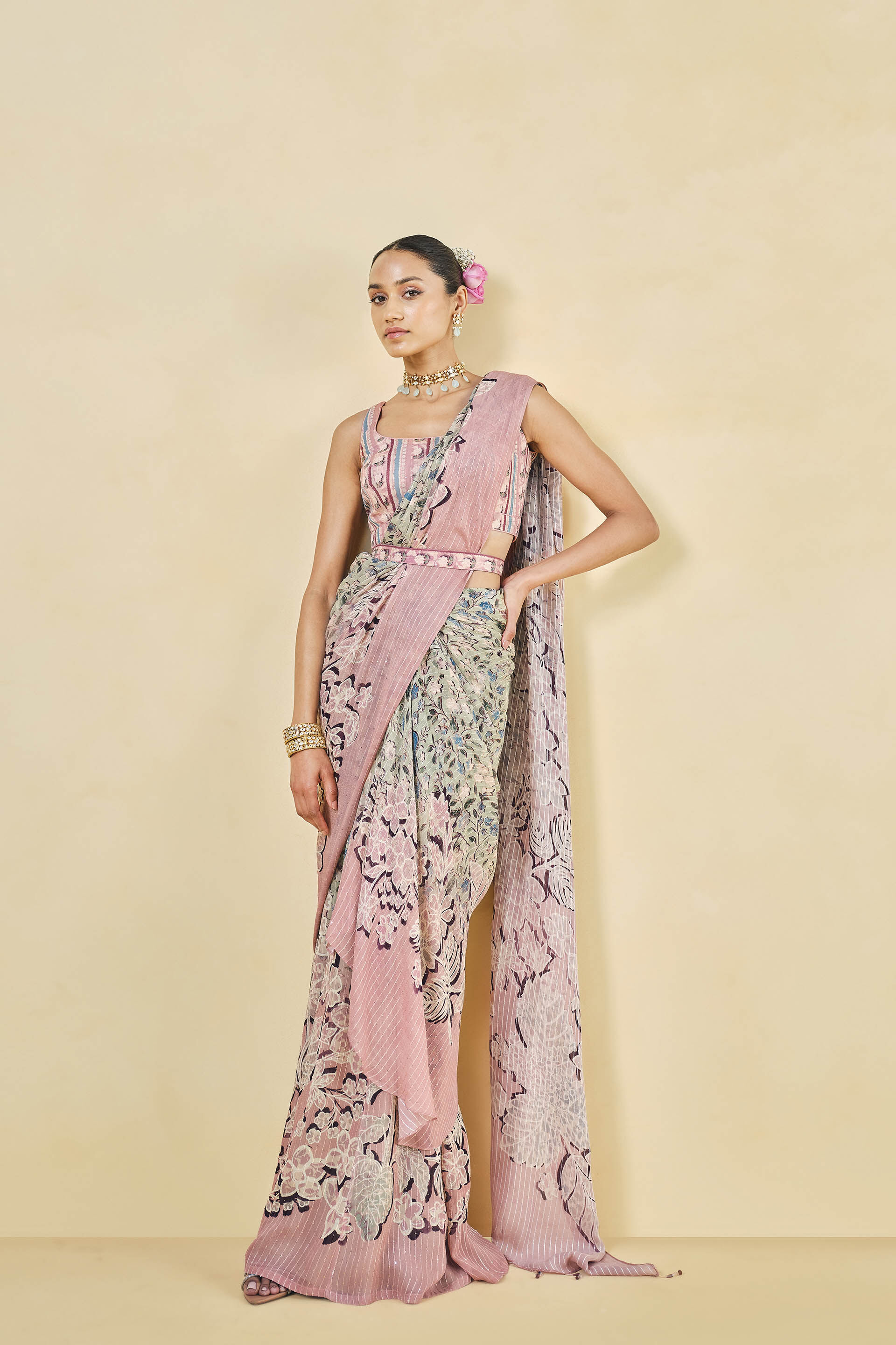 Pink Designer Wear Saree - Bapasitaram Prints