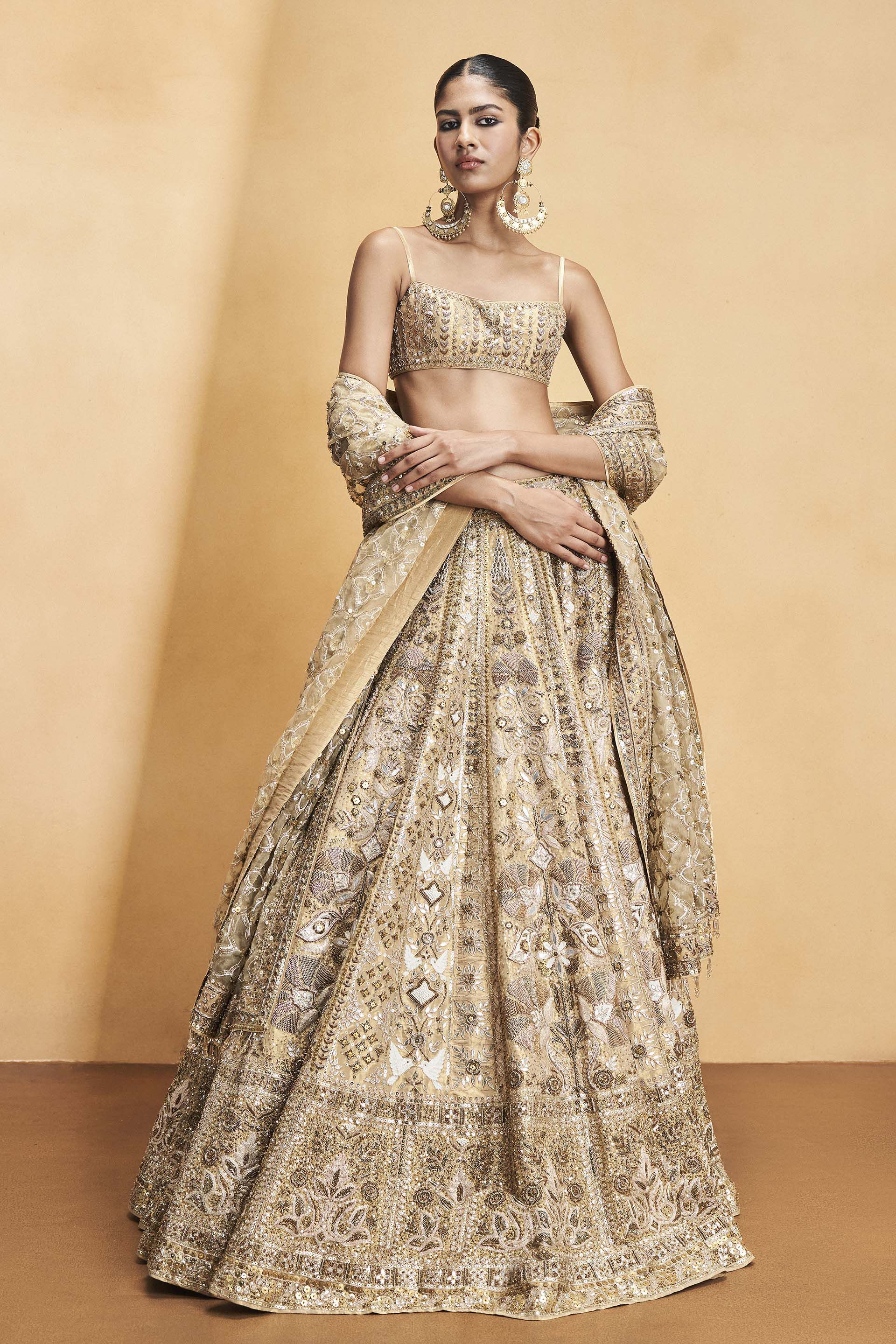 Buy Off White Gota Patti Kali Net Readymade Lehenga Choli Online