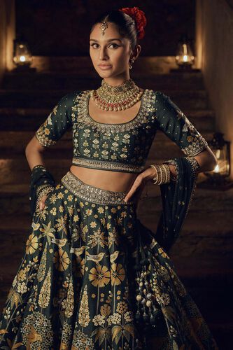 Kimaya Lehenga, Green, image 3