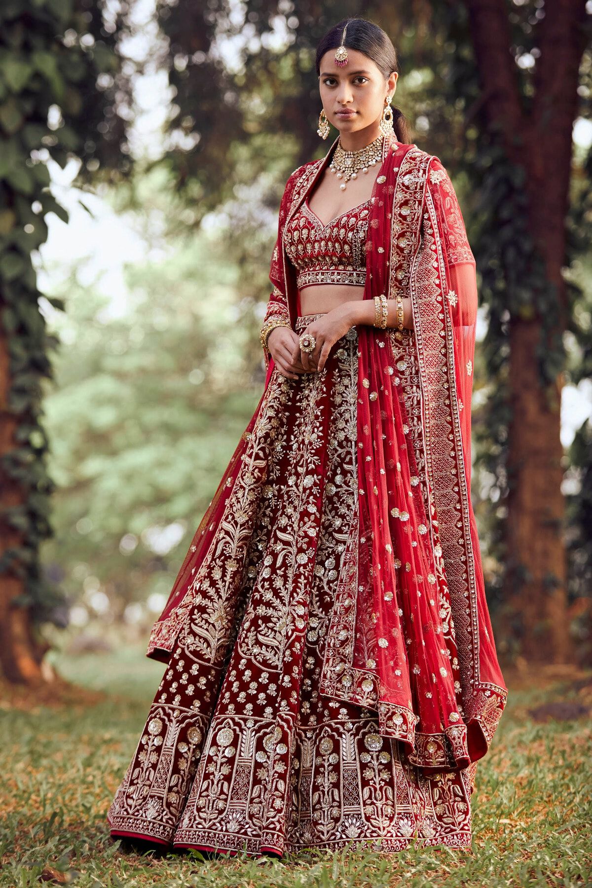 velvet Semi-Stitched Red Bridal Lehenga, Size: Free Size at Rs 5999 in Surat